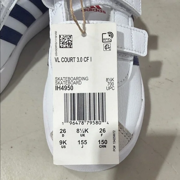 Kids White and Blue Sneakers with Red Accents - Picture 4 of 5